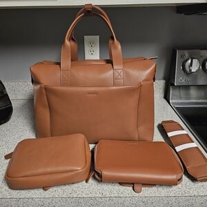 Monos Duffel Travel Bag with Matching Accessory Set - Cognac Brown